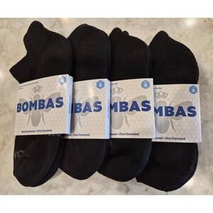 Bombas Ankle Socks 4 Pair Pk Black Small Honeycomb Arch Support Blister Tab NEW
